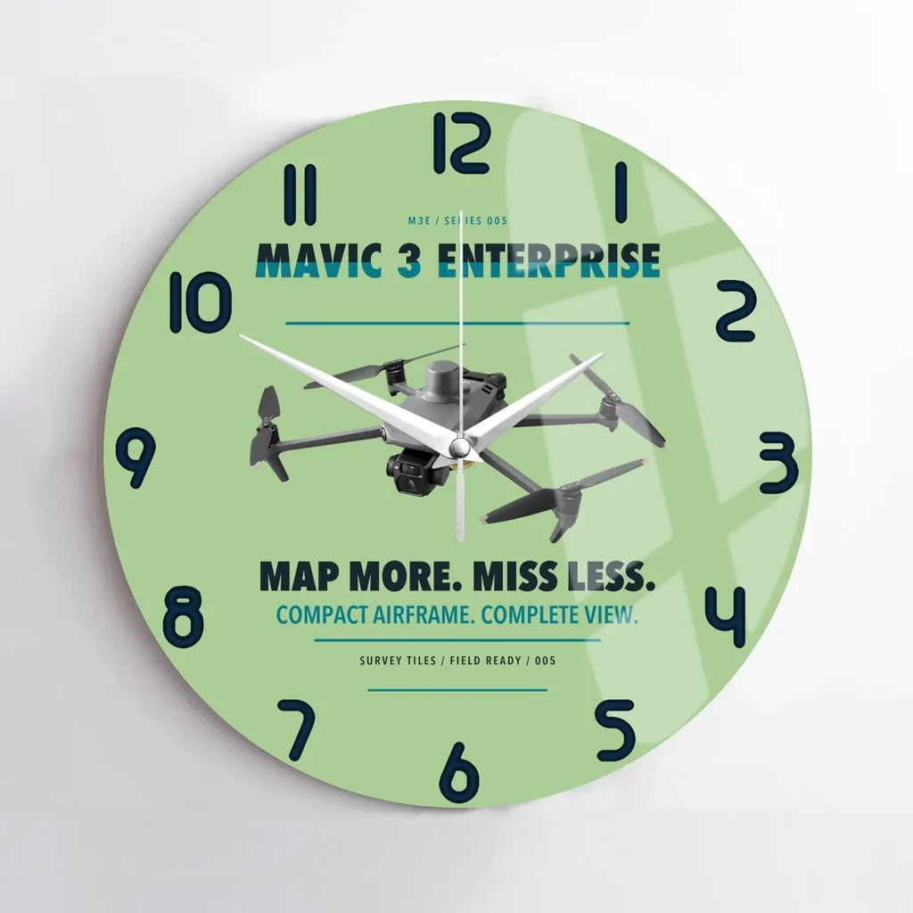 DJI Mavic 3 Enterprise design on light green no frame wall clock