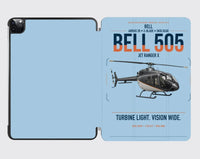 Thumbnail for Bell 505 Jet Ranger X design on light blue ipad tablet case