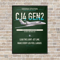 Thumbnail for Cessna Citation CJ4 Gen2 vertical canvas print - framed - dark green background