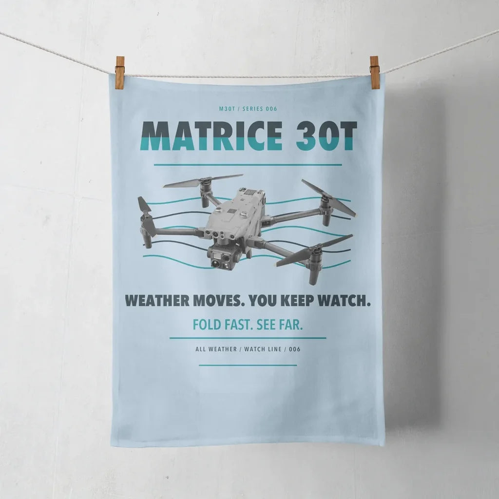 DJI Matrice 30T design on light blue towel