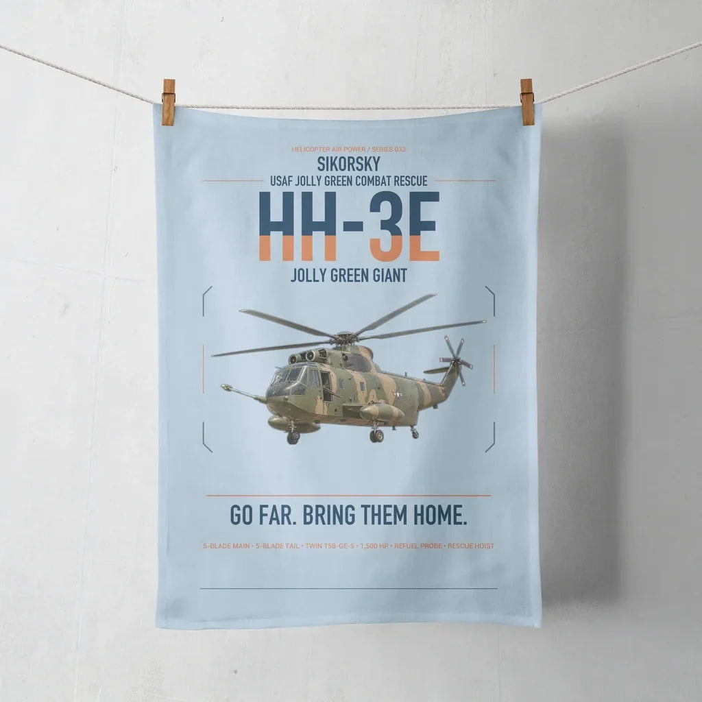 Sikorsky HH-3E Jolly Green Giant design on light blue towel