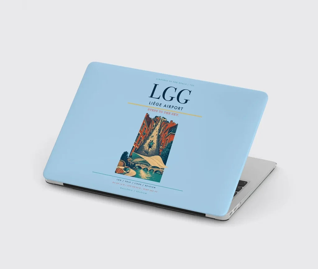 Liège Airport (LGG) design on light blue MacBook case