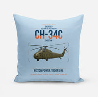 Thumbnail for Sikorsky CH-34C Choctaw design on light blue pillow