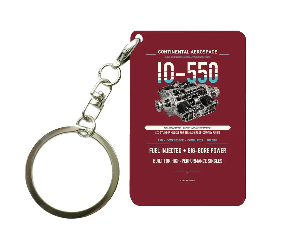 IO-550 Key Chain design on dark red key chain