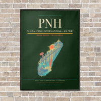 Thumbnail for Phnom Penh International Airport PNH vertical canvas print - framed - dark green background
