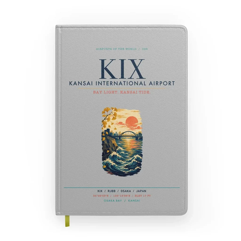 Osaka Kansai International Airport (KIX) design on light gray notebook