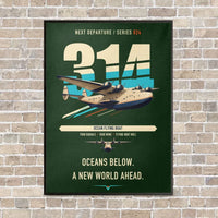 Thumbnail for Boeing 314 Clipper vertical canvas print - framed - dark green background
