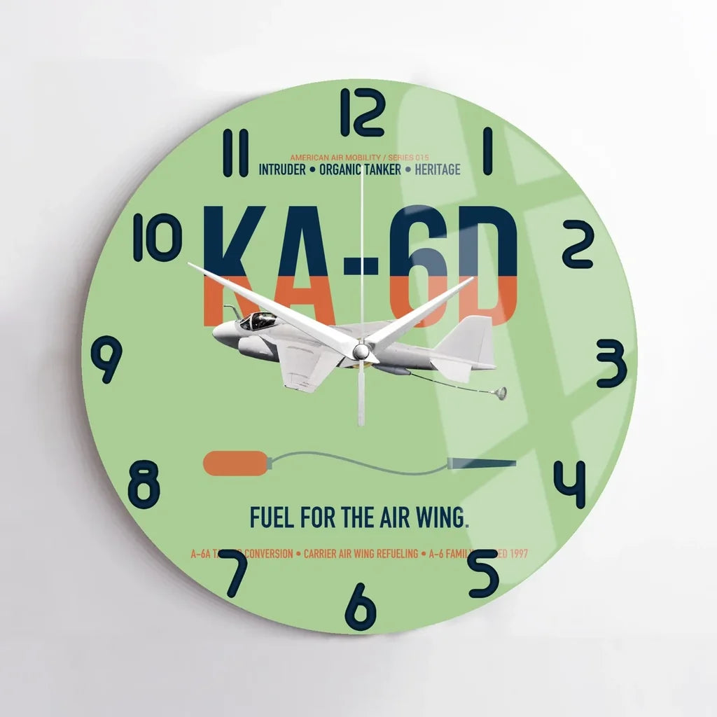 KA-6D Intruder design on light green no frame wall clock
