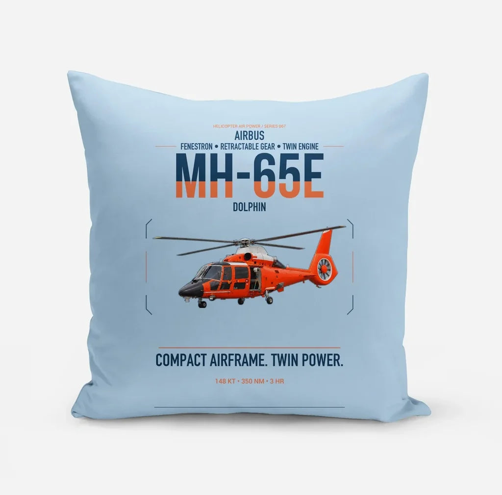Airbus MH-65E Dolphin design on light blue pillow