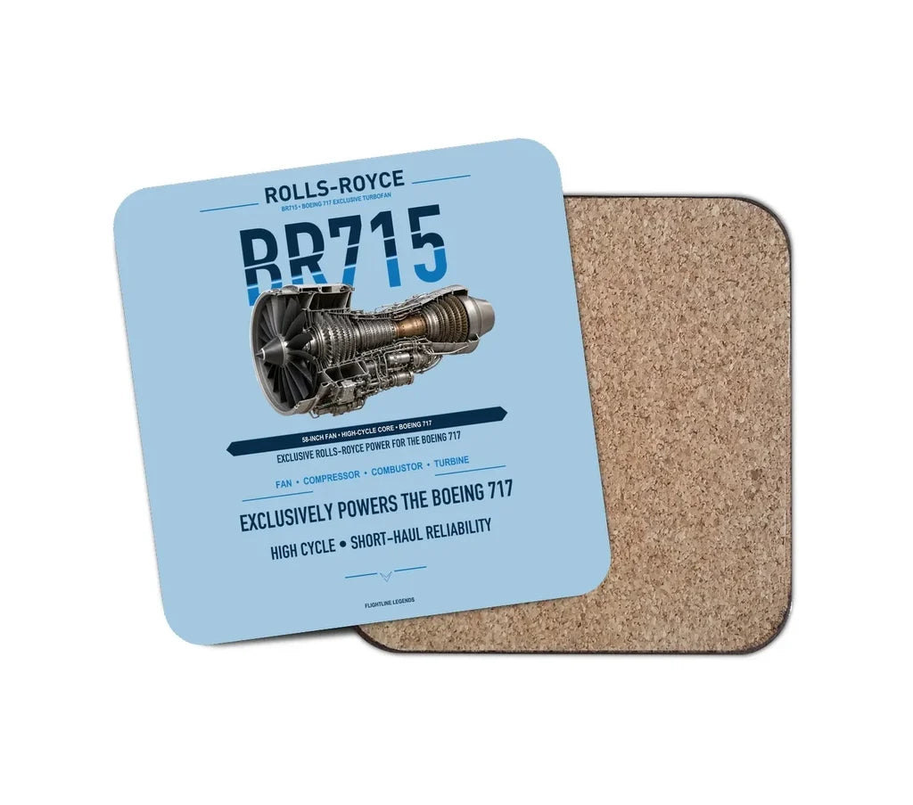 BR715 design on light blue 1 piece coaster
