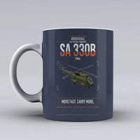 Thumbnail for Aérospatiale SA 330B Puma design on dark blue ceramic mug, double-side print