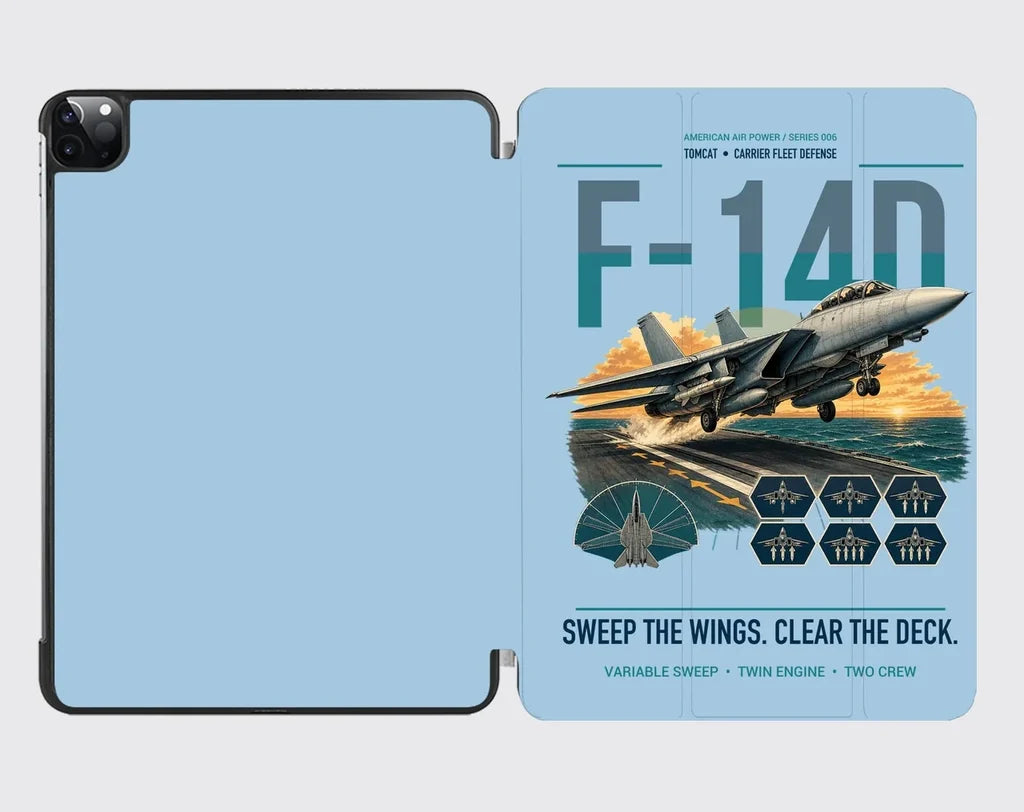 F-14D Tomcat design on light blue ipad tablet case