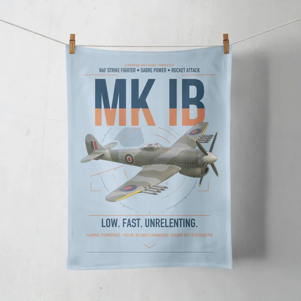 Hawker Typhoon Mk IB design on light blue towel