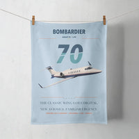 Thumbnail for Bombardier Learjet 70 design on light blue towel