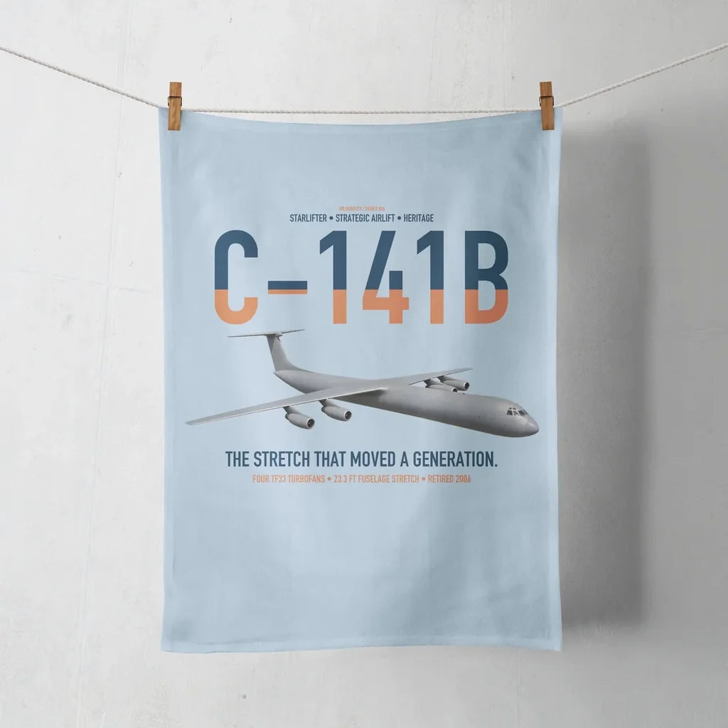 C-141B Starlifter design on light blue towel