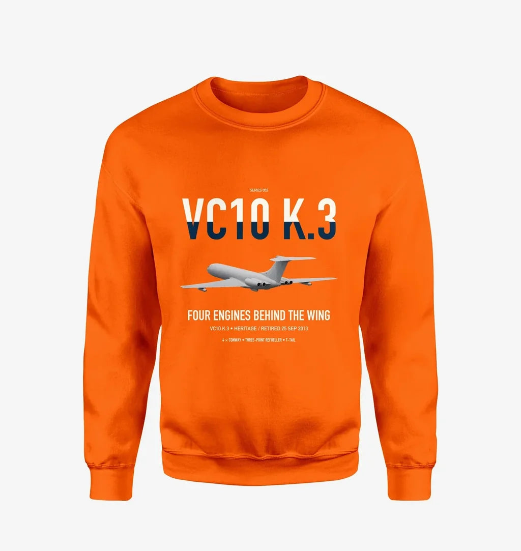 Vickers VC10 K.3 design on orange sweatshirt