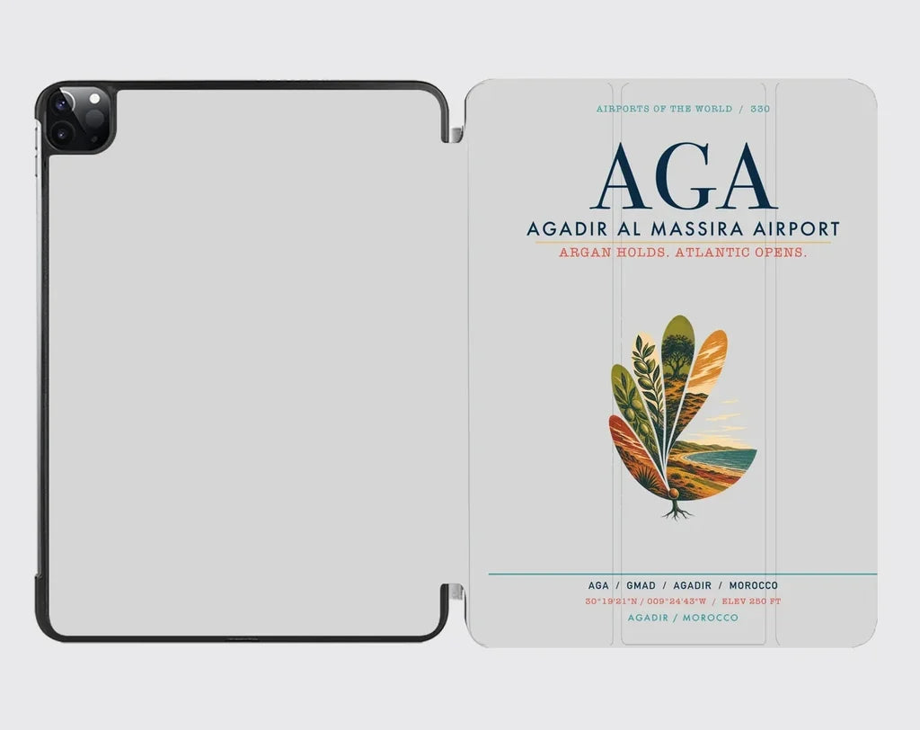 Agadir Al Massira Airport (AGA) design on light gray ipad tablet case