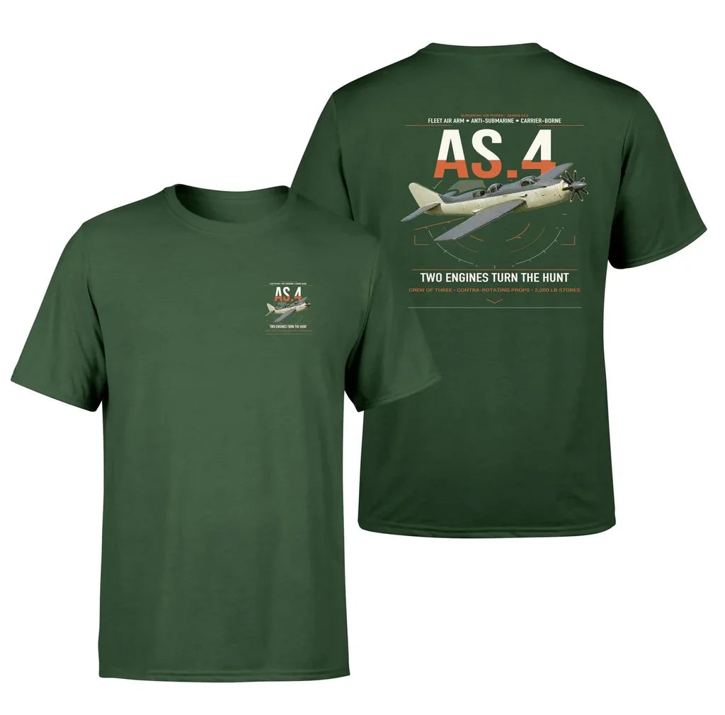 Fairey Gannet AS.4 design on dark green t-shirt, double-side print