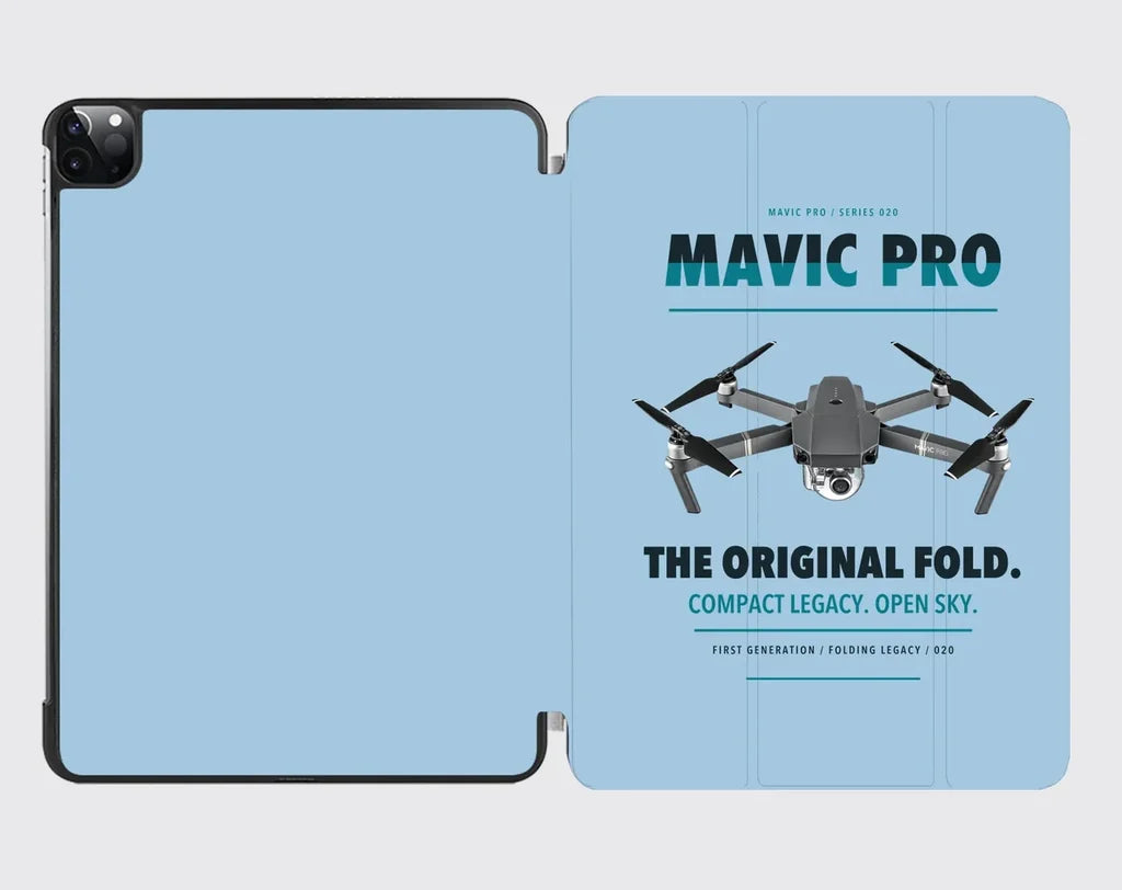 DJI Mavic Pro design on light blue ipad tablet case