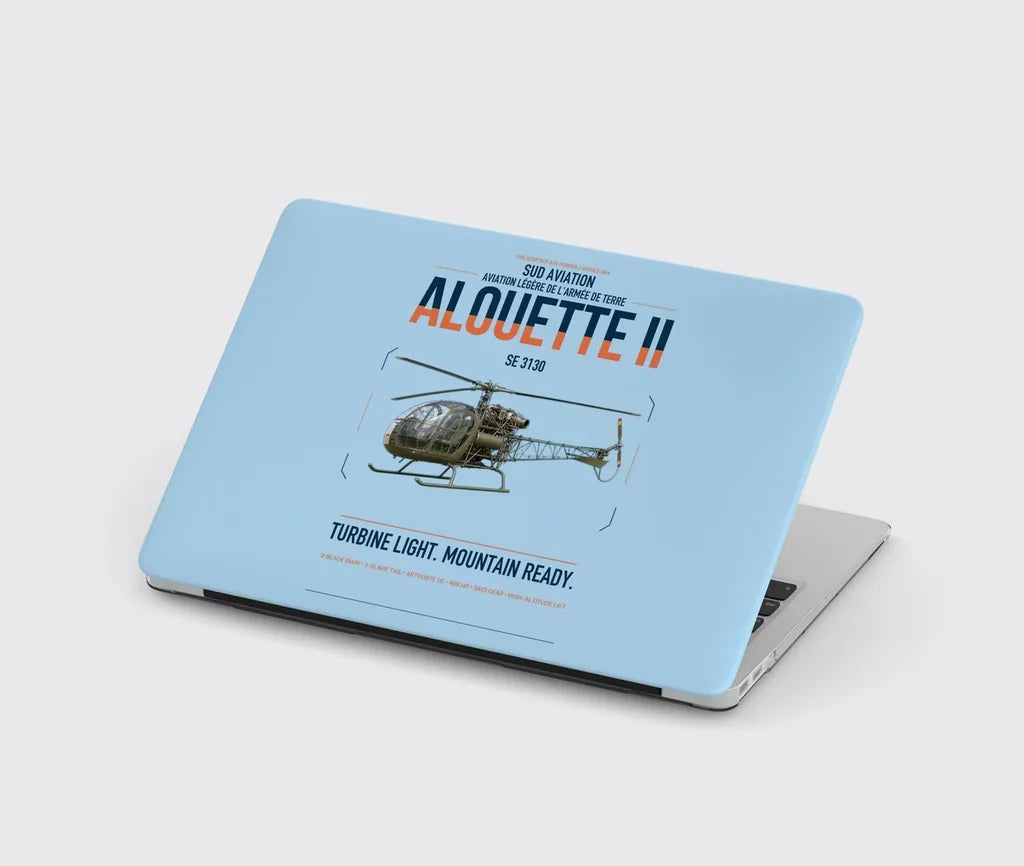 Sud Aviation SE 3130 Alouette II design on light blue MacBook case