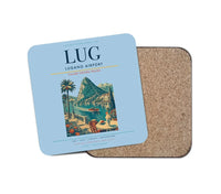 Thumbnail for Lugano Airport (LUG) design on light blue 1 piece coaster