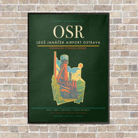 Thumbnail for Leoš Janáček Airport Ostrava OSR vertical canvas print - framed - dark green background