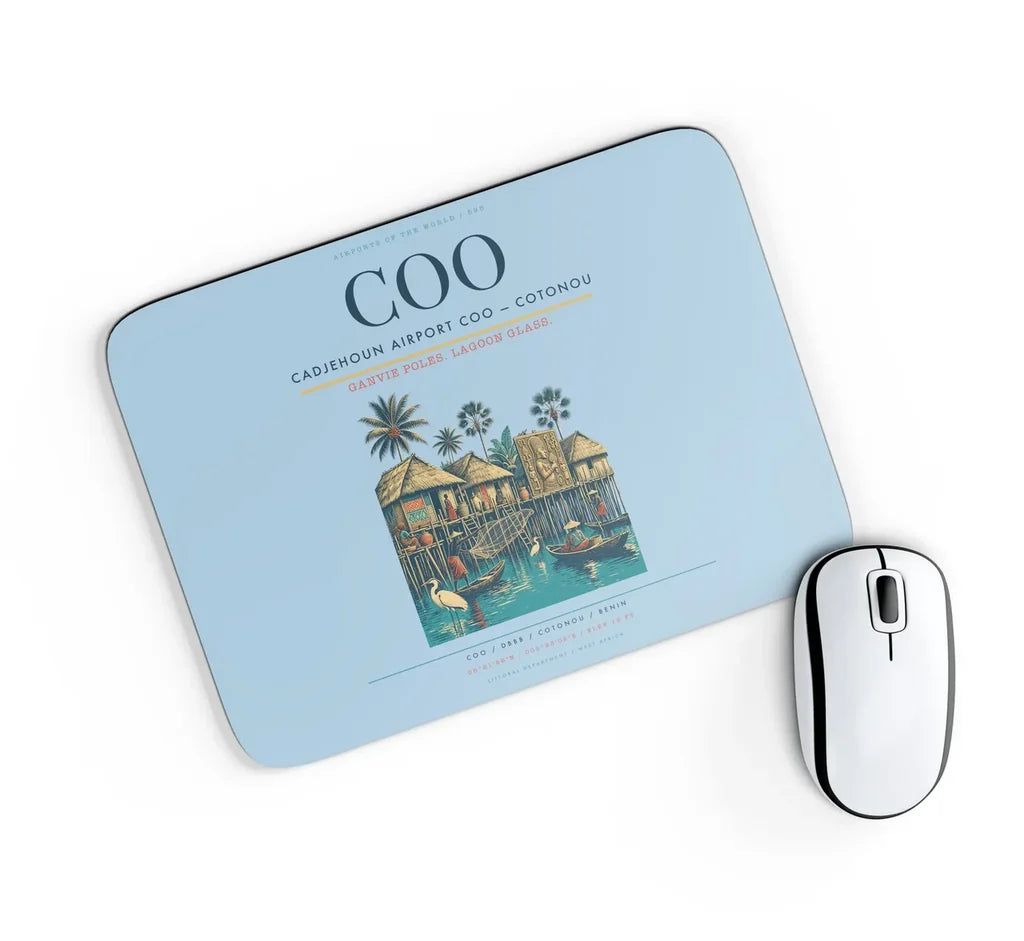 Cadjehoun Airport (COO) design on light blue rectangle mouse pad
