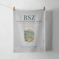 Thumbnail for Manas International Airport Bishkek (BSZ) design on light gray towel