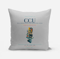 Thumbnail for Netaji Subhash Chandra Bose International Airport Kolkata (CCU) design on light gray pillow