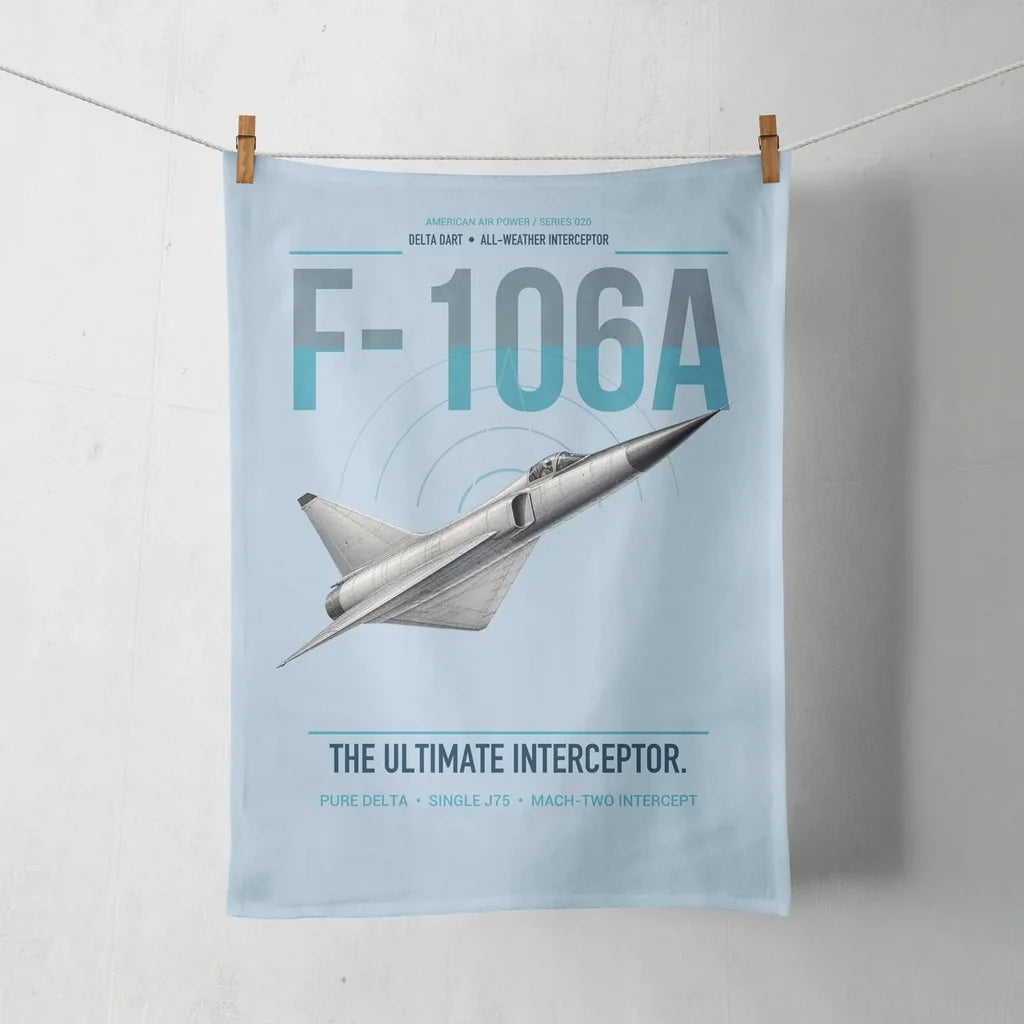 F-106A Delta Dart design on light blue towel