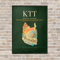 Thumbnail for Kittilä Airport KTT vertical canvas print - framed - dark green background