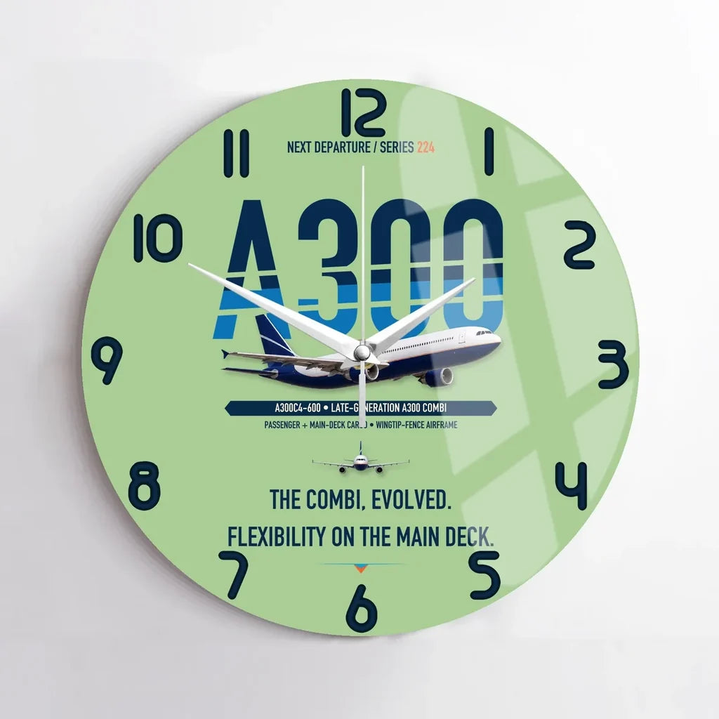 Airbus A300C4-600 design on light green no frame wall clock