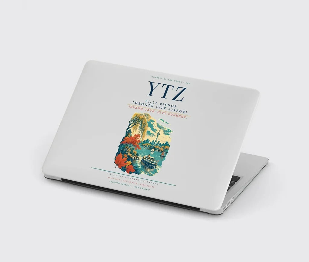 Billy Bishop Toronto City Airport (YTZ) design on light gray MacBook case