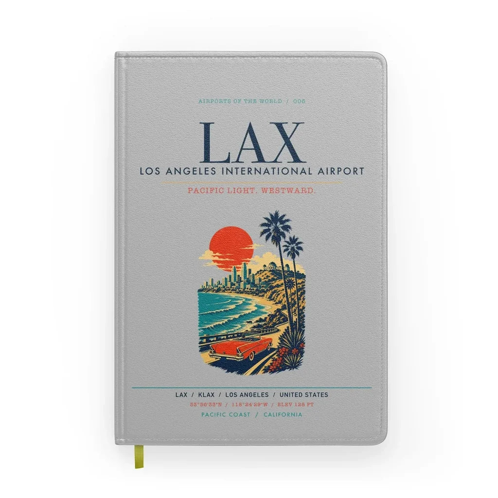 Los Angeles International Airport (LAX) design on light gray notebook