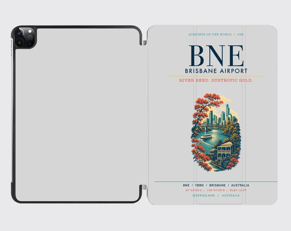 Brisbane Airport (BNE) design on light gray ipad tablet case