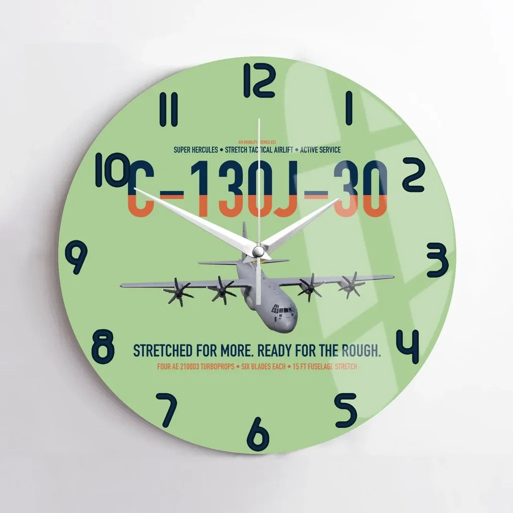 C-130J-30 Super Hercules design on light green no frame wall clock
