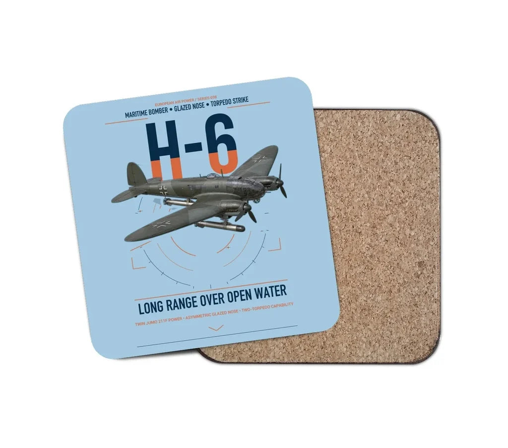 Heinkel He 111H-6 design on light blue 1 piece coaster