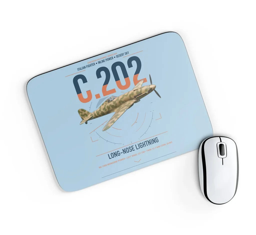 Macchi C.202 Folgore design on light blue rectangle mouse pad