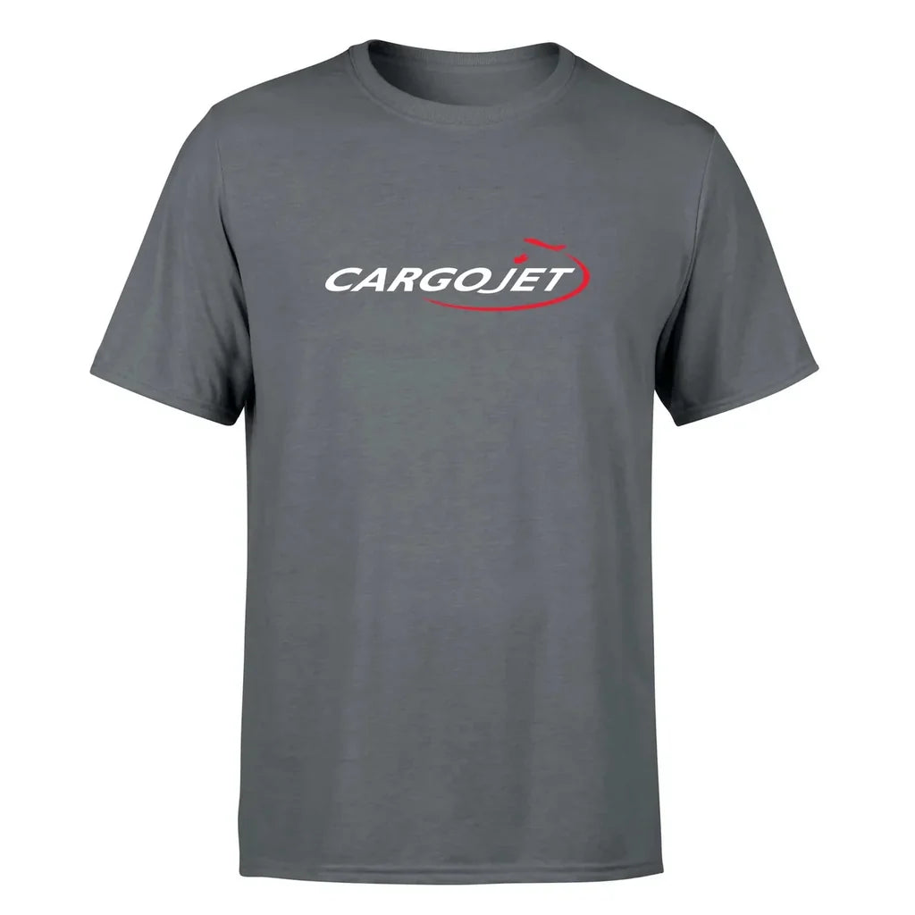 Cargojet logo printed on gray cotton t-shirt