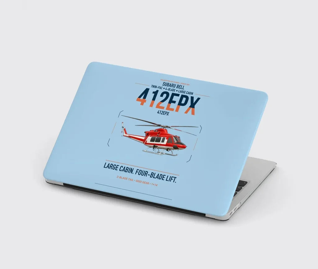SUBARU Bell 412EPX design on light blue MacBook case