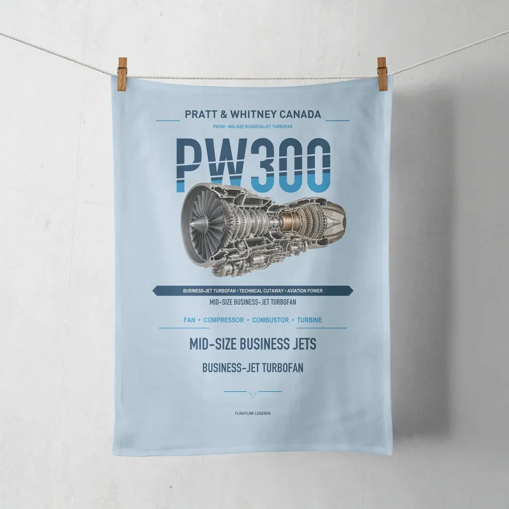 PW300 design on light blue towel