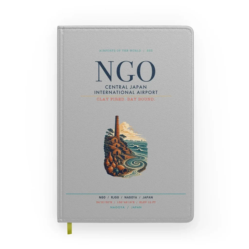 Central Japan International Airport (NGO) design on light gray notebook