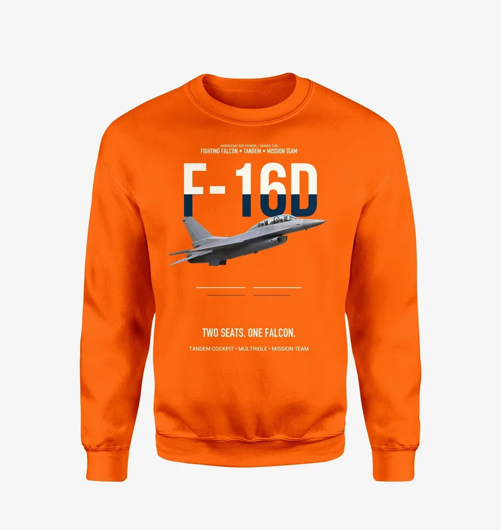 F-16D Fighting Falcon Two Seats One Falcon design on orange sweatshirt
