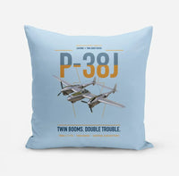 Thumbnail for P-38J Lightning design on light blue pillow