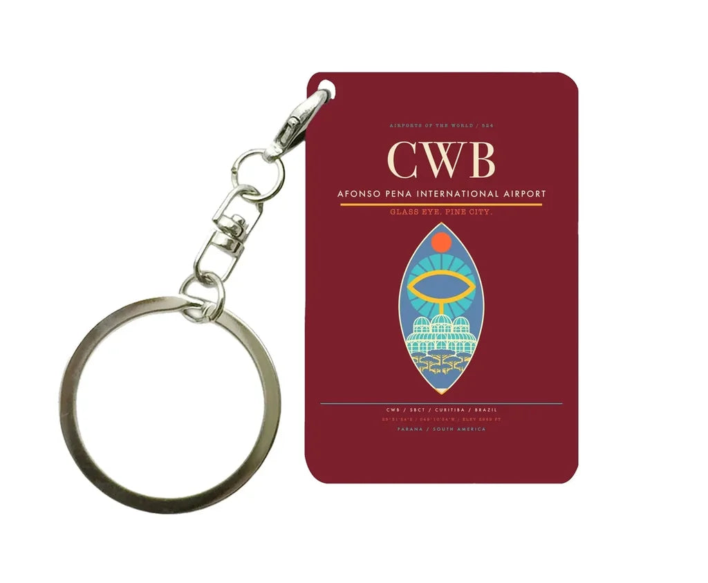 Afonso Pena International Airport CWB Key Chain design on dark red key chain