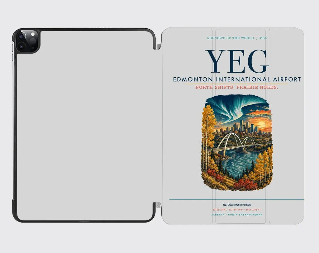 Edmonton International Airport (YEG) design on light gray ipad tablet case