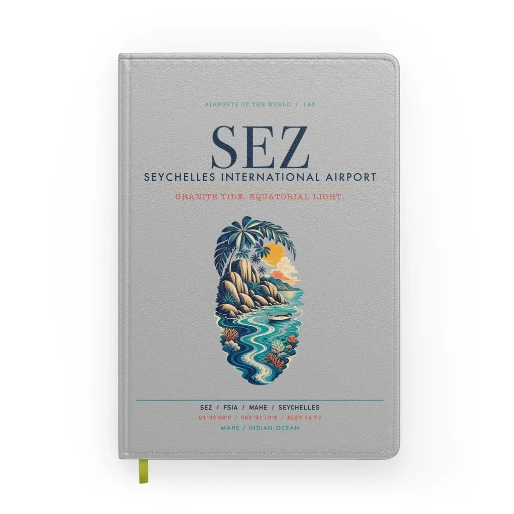 Seychelles International Airport (SEZ) design on light gray notebook