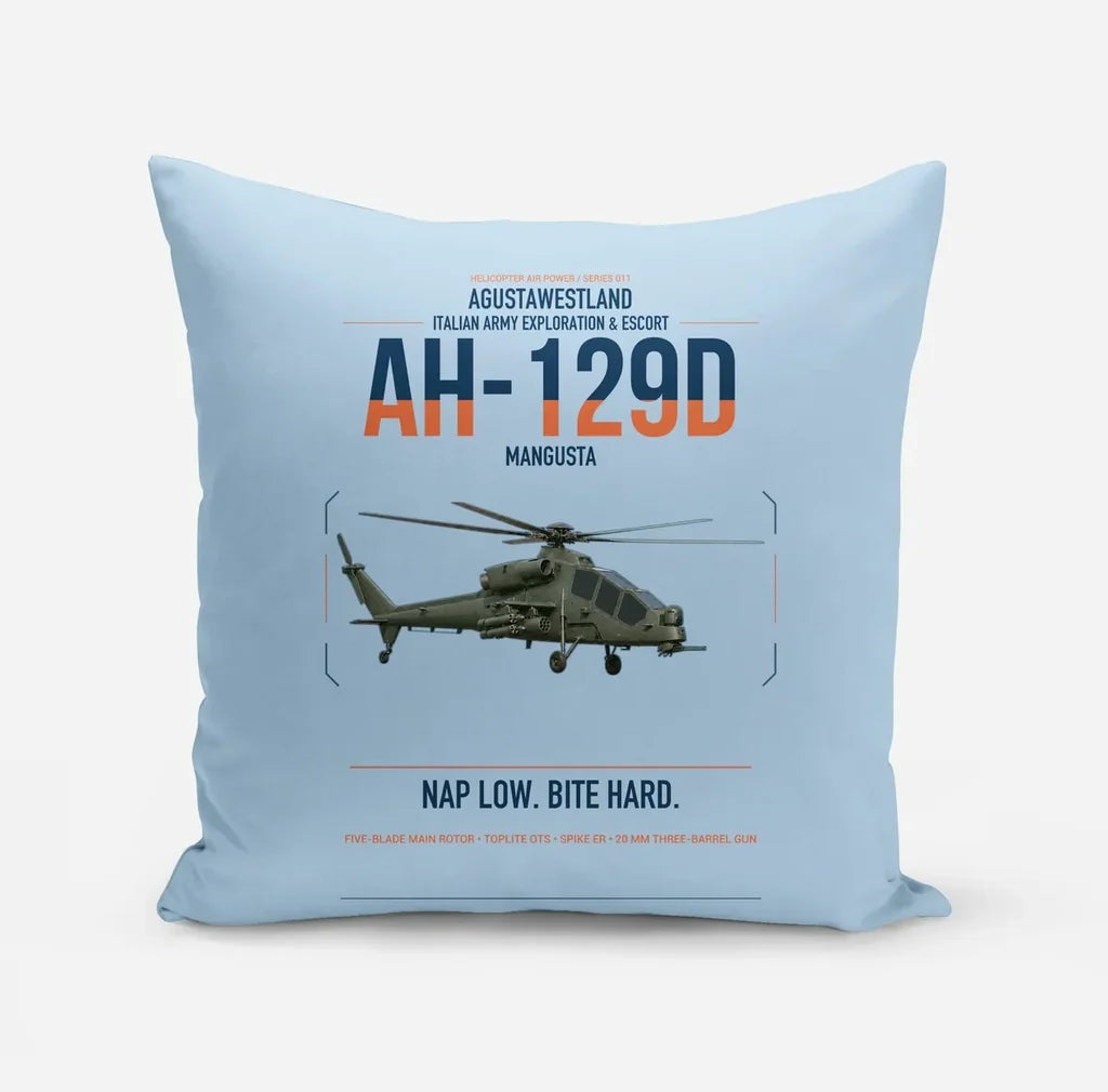 AgustaWestland AH-129D Mangusta design on light blue pillow
