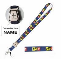 Thumbnail for Flat Colourful 787 seat belt lanyard - dark blue with name