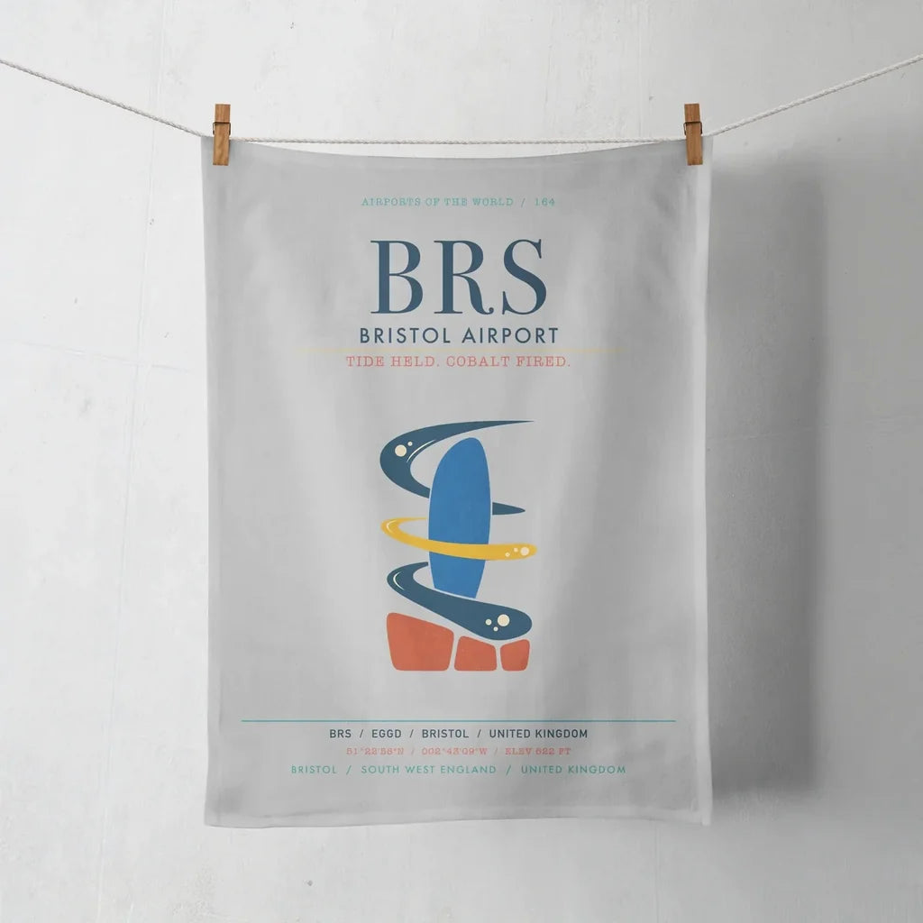Bristol Airport (BRS) design on light gray towel